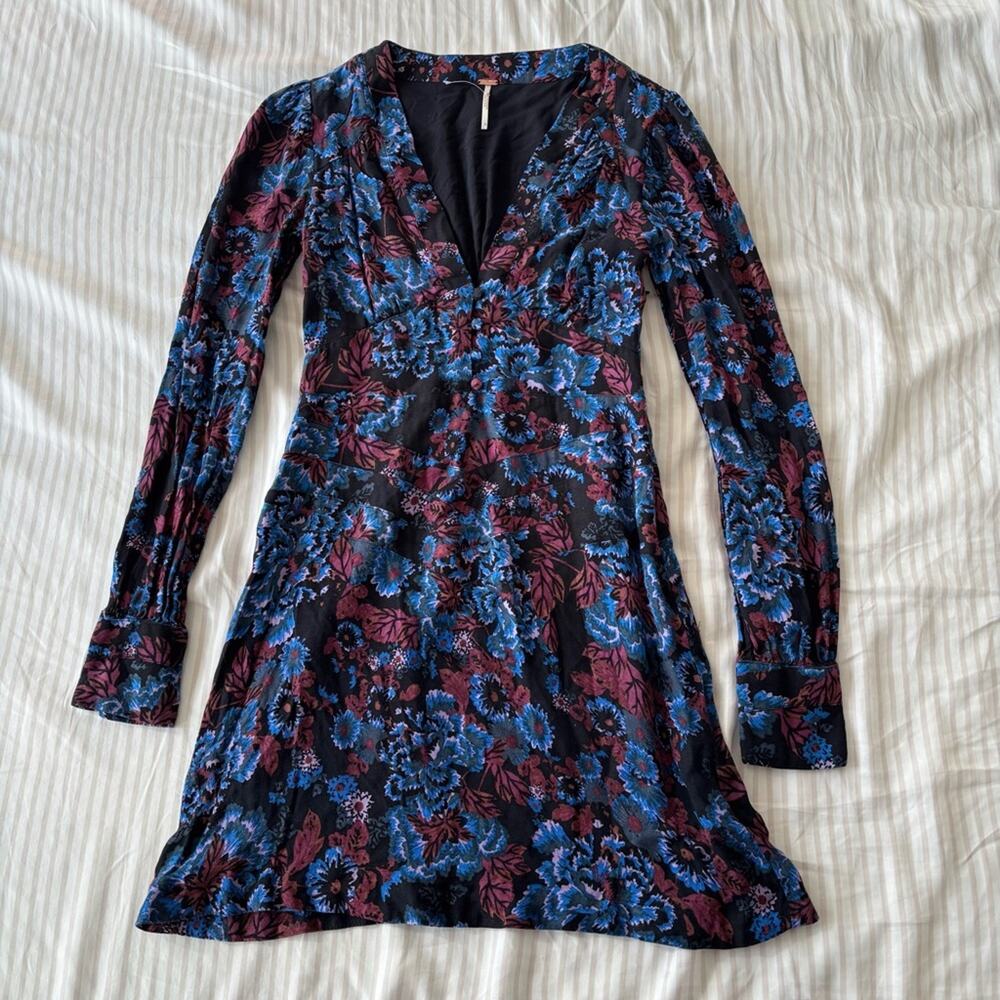 Free People Floral Long Sleeve Mini Dress